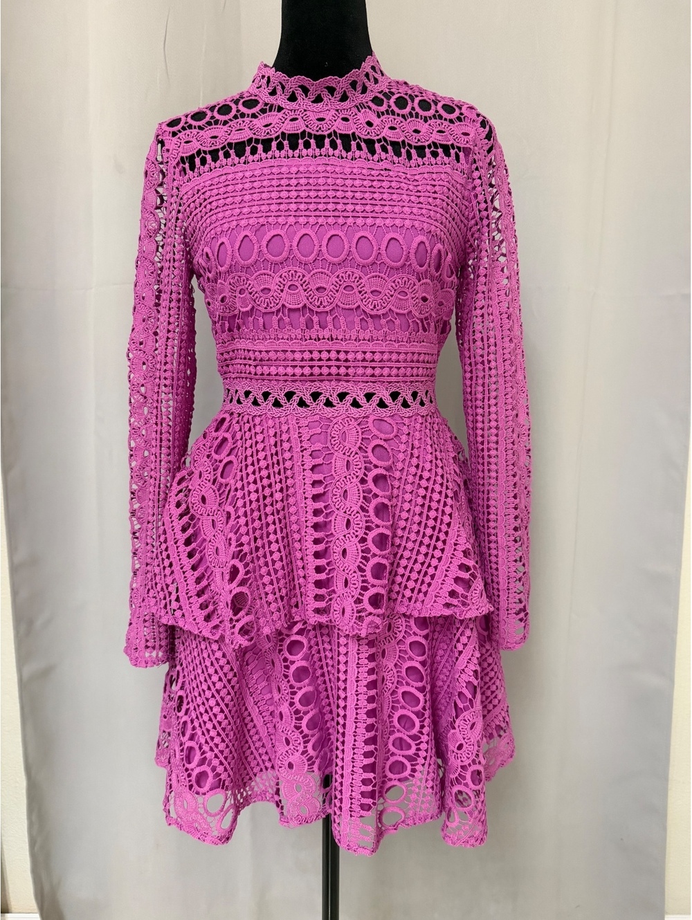 Endless Rose Orchid Crochet Lace Peplum Mini Dress Size 4
